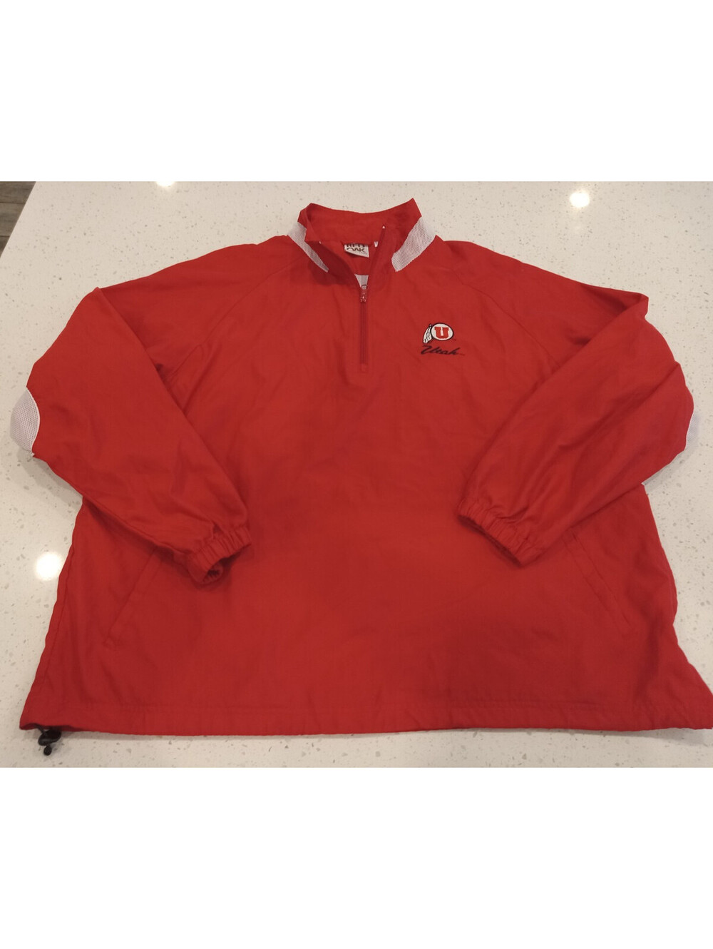 Vintage Red Oak Utah Utes Jacket Mens XL Red Quarter Zip Windbreaker Pullover XL